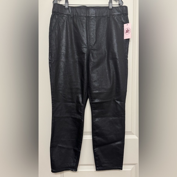 NWT Juicy Couture Shimmer Faux Snakeskin Pants | Black | Plus Size 18 - Picture 5 of 16